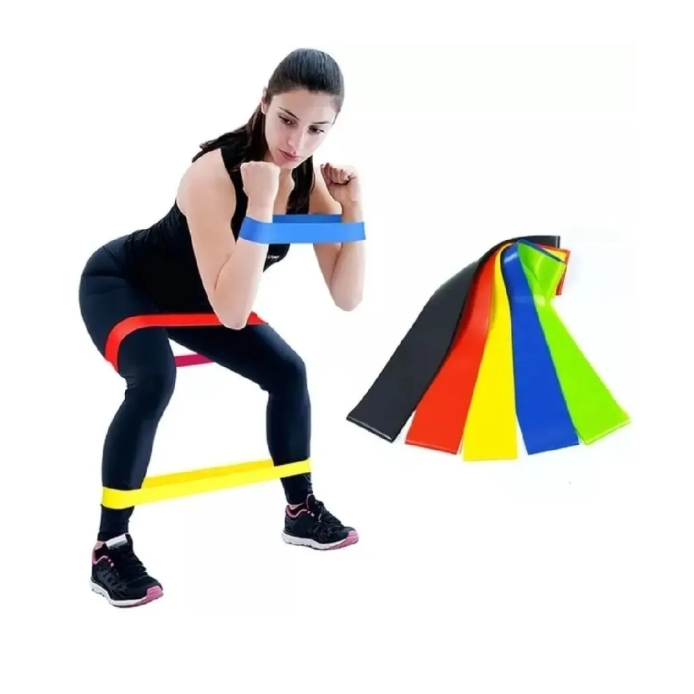 Kit 5 Bandas Elásticas para Yoga y Fisioterapia - ¡Entrena en Casa! Ideal para ejercicios de resistencia y entrenamiento en casa.