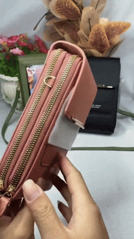 Bolso cruzado para celular con múltiples compartimentos y correa ajustable