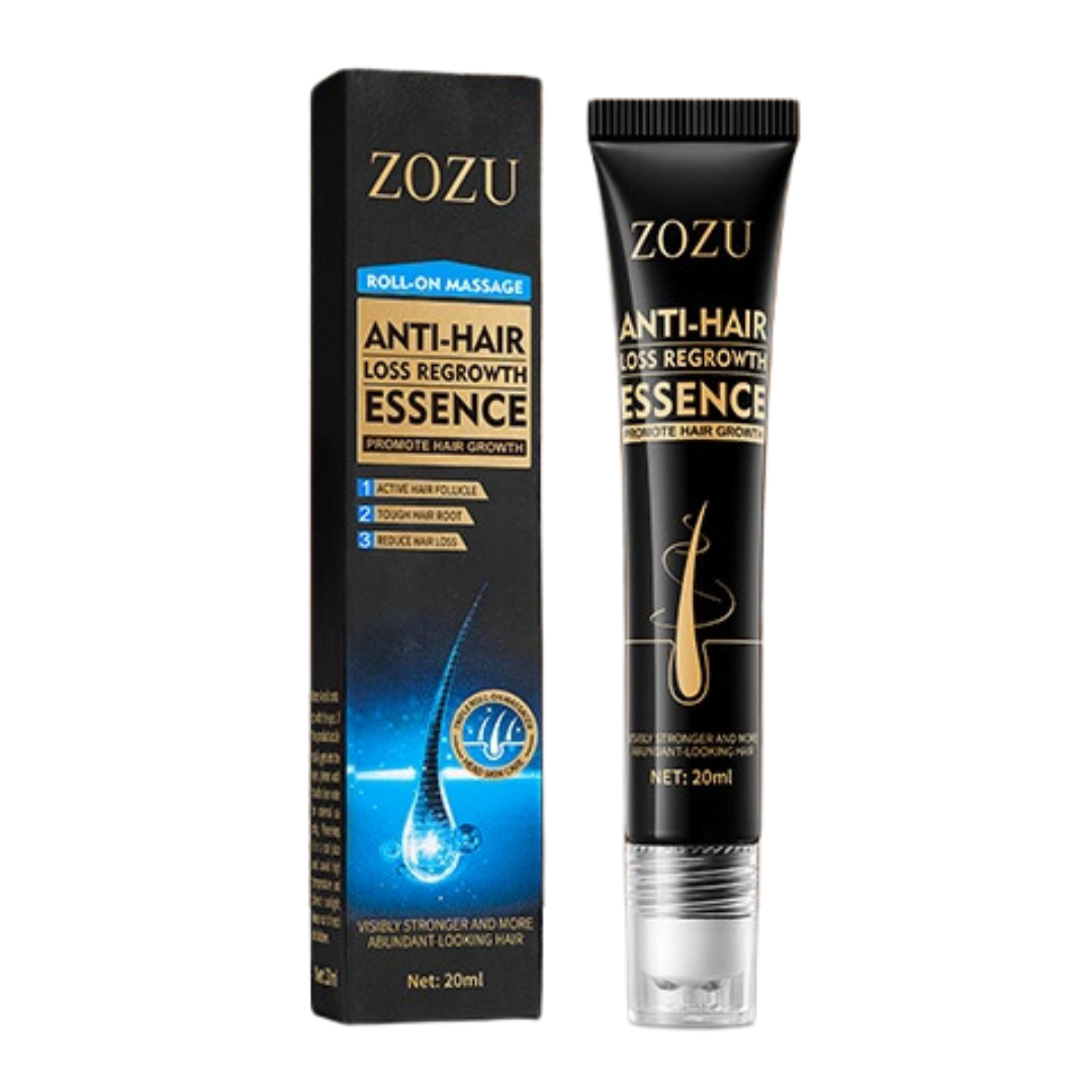 Resultados visibles de cabellos más densos y brillantes después del uso del Hair Boost Essence - Activador de Crecimiento Capilar. Ingredientes naturales del Hair Boost Darken Strengthen Essence: aceite de semilla de uva y extracto de jengibre.