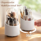 Organizador de maquillaje giratorio 360 grados con base antideslizante,  color blanco.