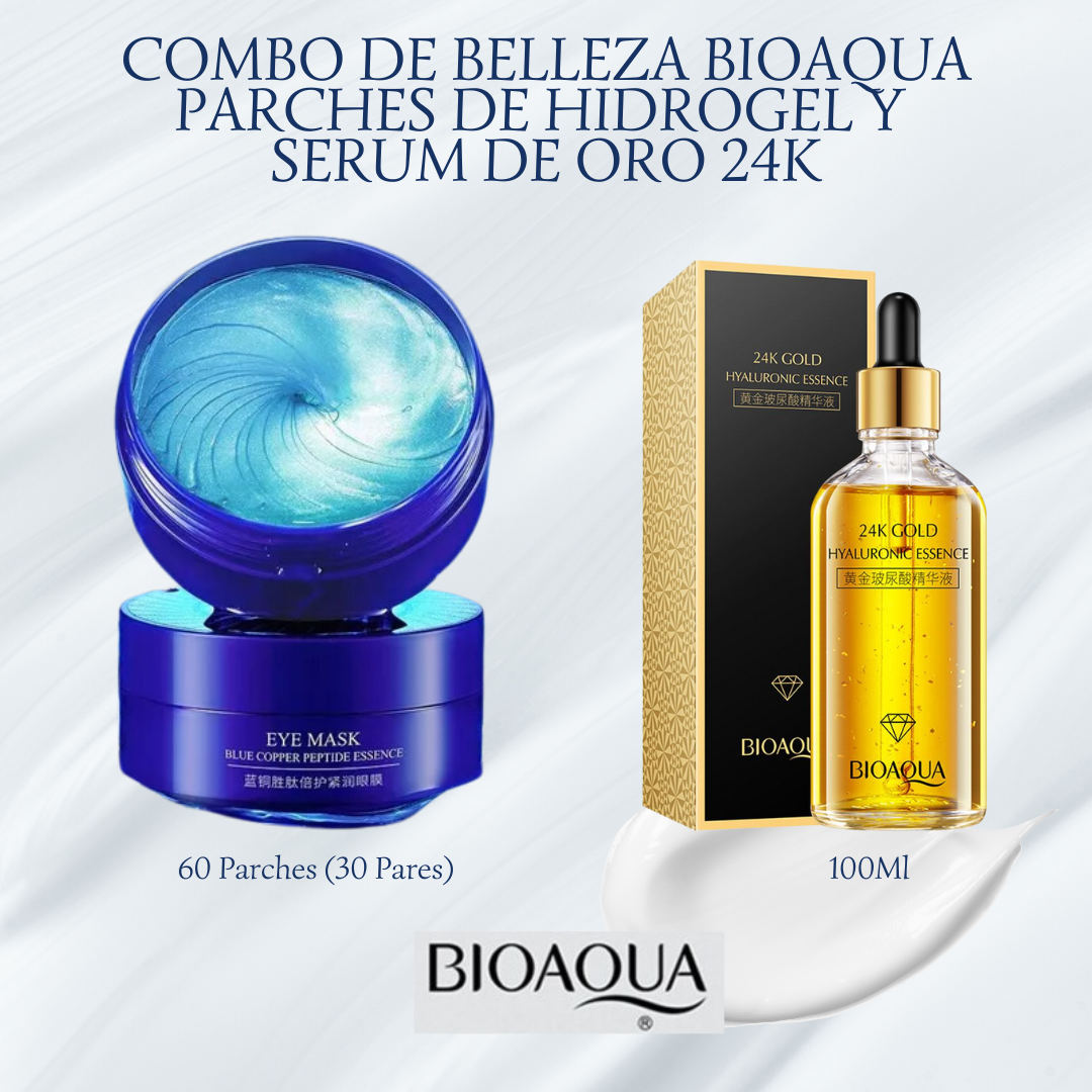 Combo de Belleza BIOAQUA: Parches de Hidrogel y Serum de Oro 24K