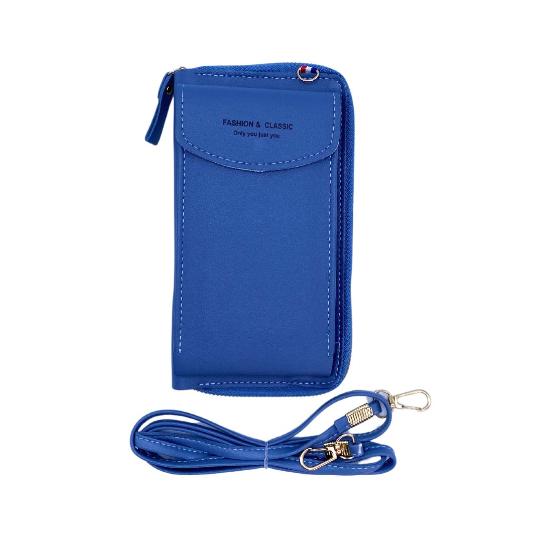 Bolso Lujo Porta Celular Multifunción hecho de cuero sintético, con varios compartimentos y bolsillo antirrobo.